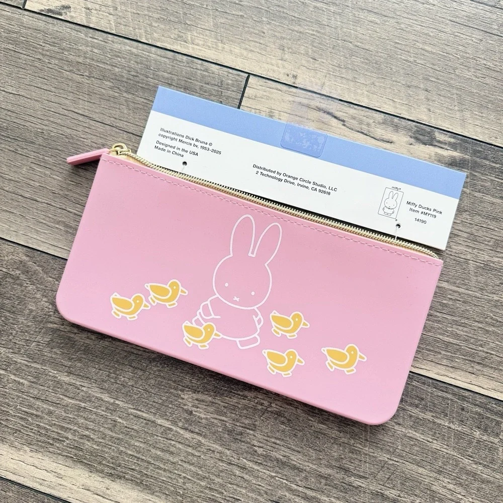 MIFFY‎ Bunny w/ Ducks Pastel Pink Silicone Pencil Pouch 8.75